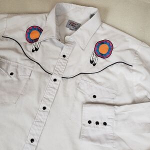 Rare ELY Diamond Men's Large Western Cowboy Pearl-Snap dress shirt Southwestern
